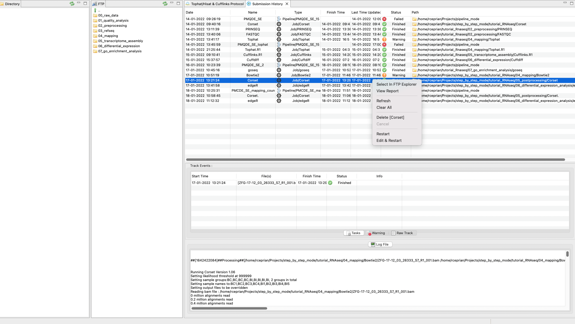 Job tracking system panel